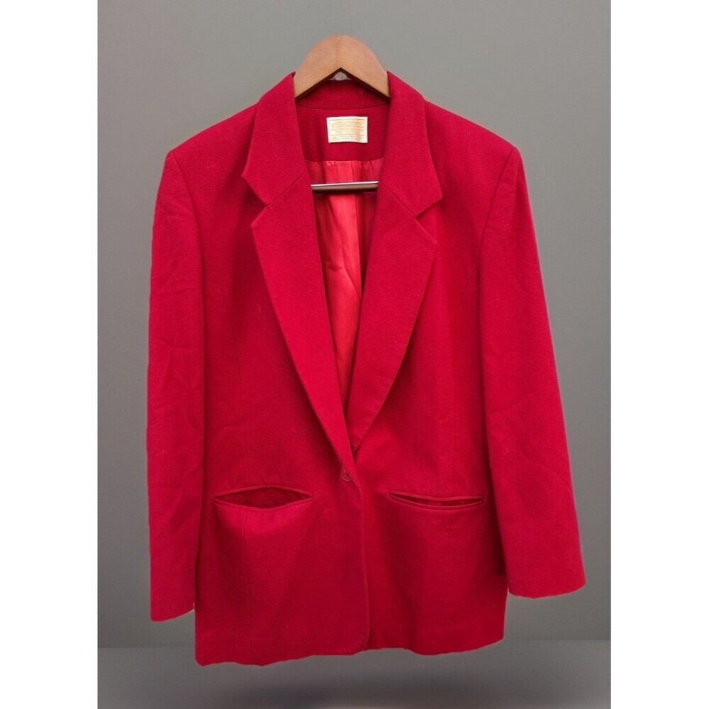 Vtg Pendleton Blazer Jacket Womens Size 10 Red Virgin Wool Classic Christmas